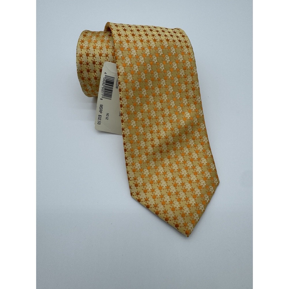 IZOD Yellow Orange Geometric Silk Tie NWT‎ Classic 57" Mens Necktie MSRP $32.50